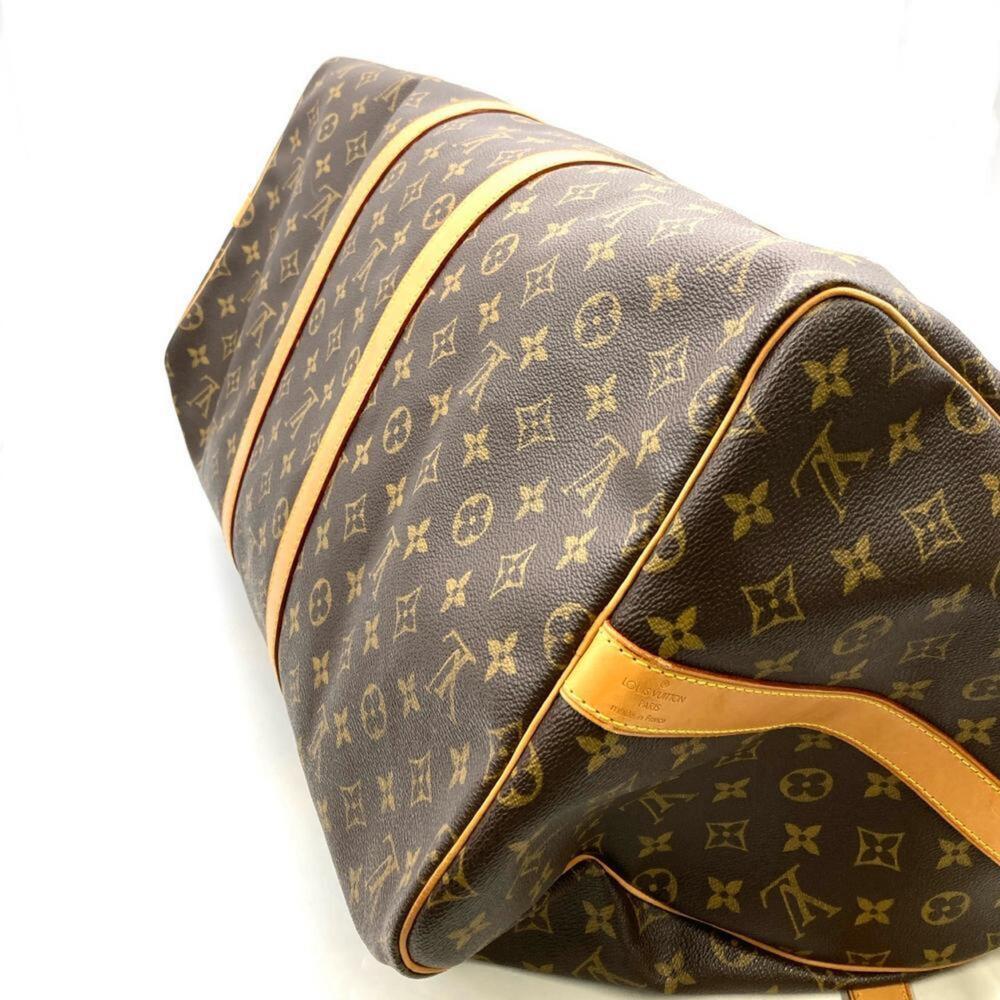 LOUIS VUITTON Authentic Brown Monogram Leather Keepall 55 Boston Bag - Picture 4 of 9